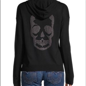 ZADIG & VOLTAIRE 100% Merino Wool Skull Hoodie in Navy Blue